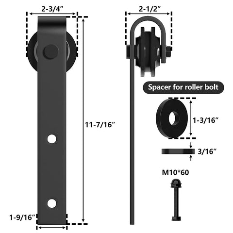 SKYSEN spacers ensure correct hanger bolt spacing on thin doors