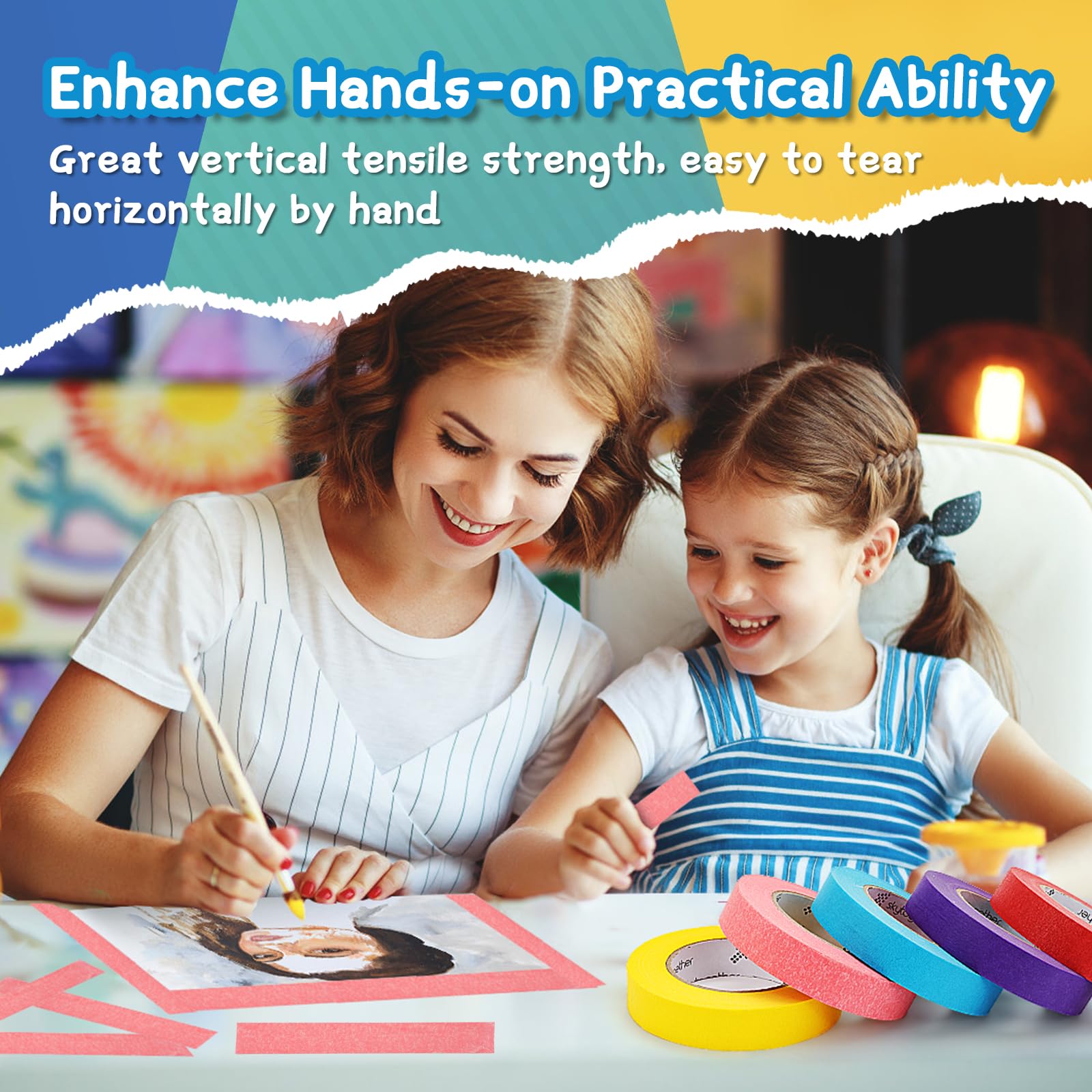 Kids using Skytogether tape in classroom activities
