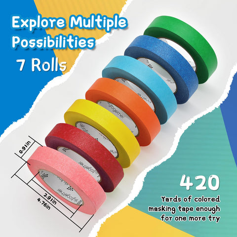 Vibrant color palette spread of Skytogether tape for creative projects