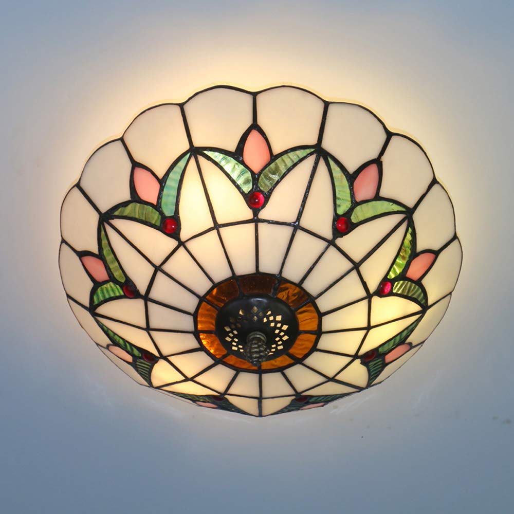 Skyweel Tiffany-style ceiling light with a 12-inch glass shade for elegant living room ambiance.