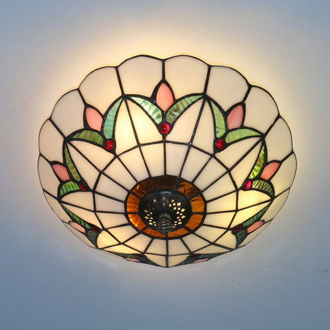 Skyweel Tiffany-style ceiling light with a 12-inch glass shade for elegant living room ambiance.
