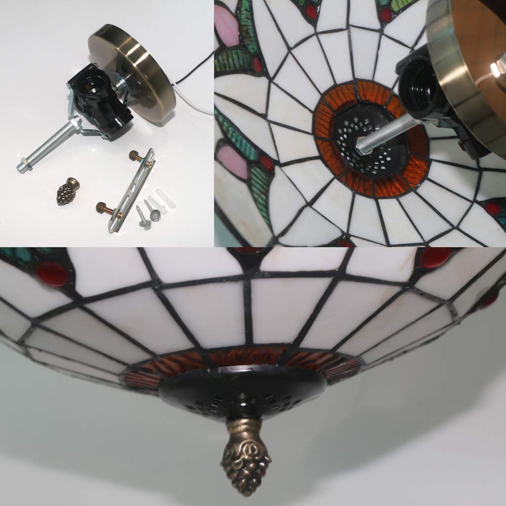 Skyweel vintage stained-glass flush-mount adds warm ambiance to entryways.