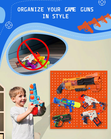 Durable MDF construction supports multiple Nerf blasters and accessories.