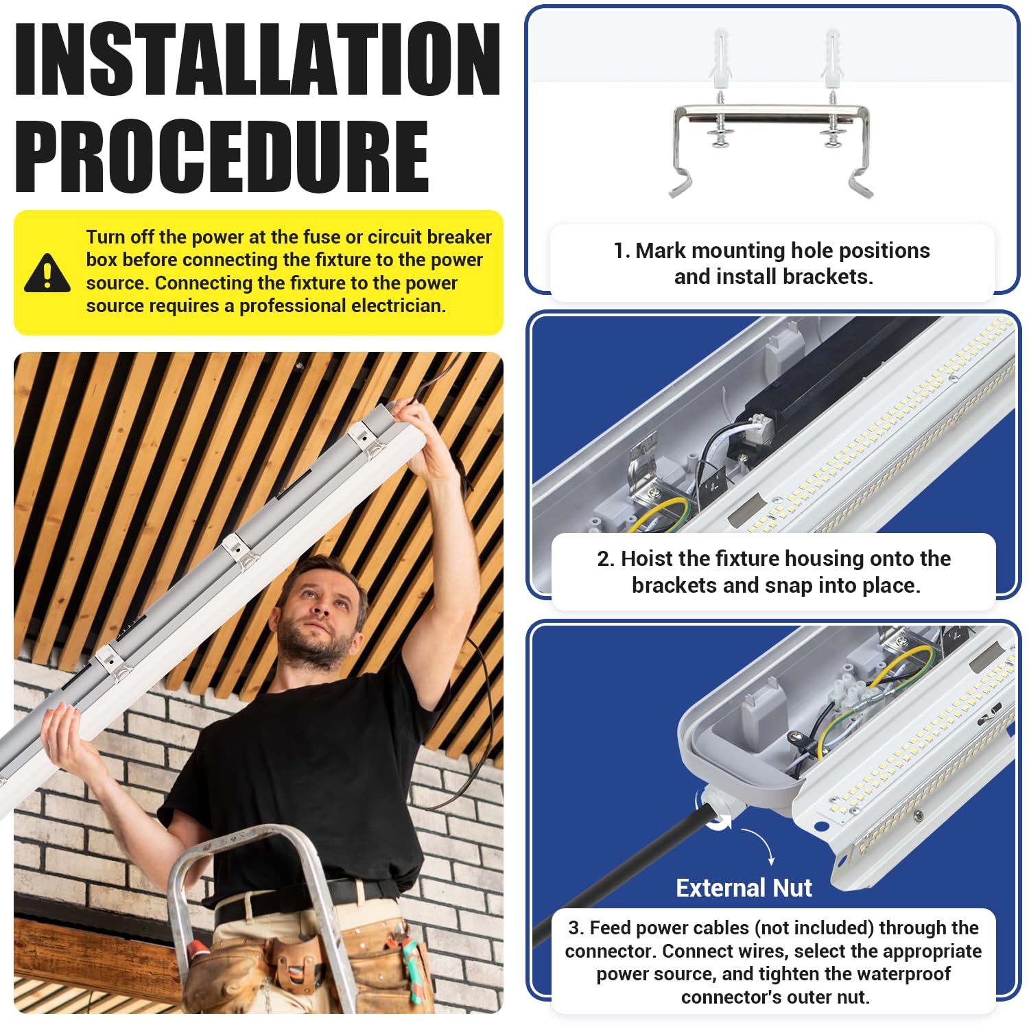 SLAclite 4ft LED vapor-tight light, quick-mount brackets for fast install.