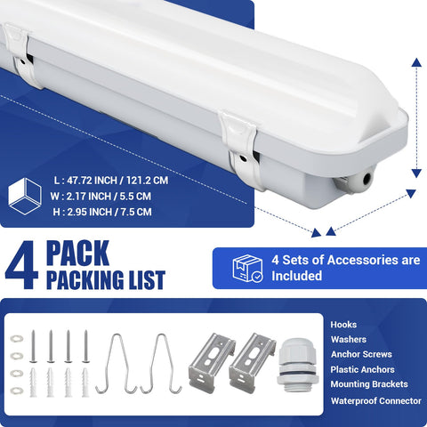 SLAclite 4ft LED vapor-tight light, quick-connect cable gland for easy setup.