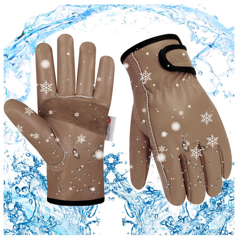 SLARMOR men's winter leather work gloves with cowhide outer for rugged outdoor tasks.