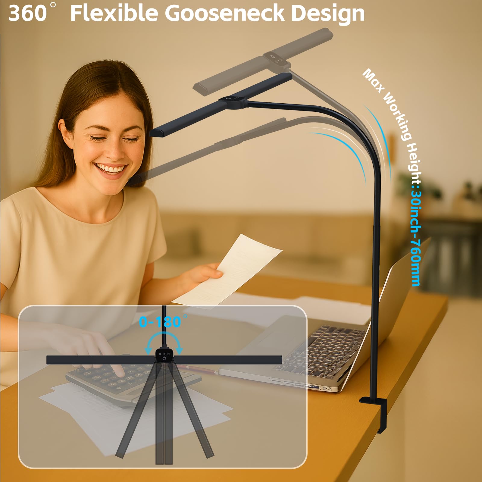 SLDRZN LED Desk Lamp remote control expands brightness and color temperature options.