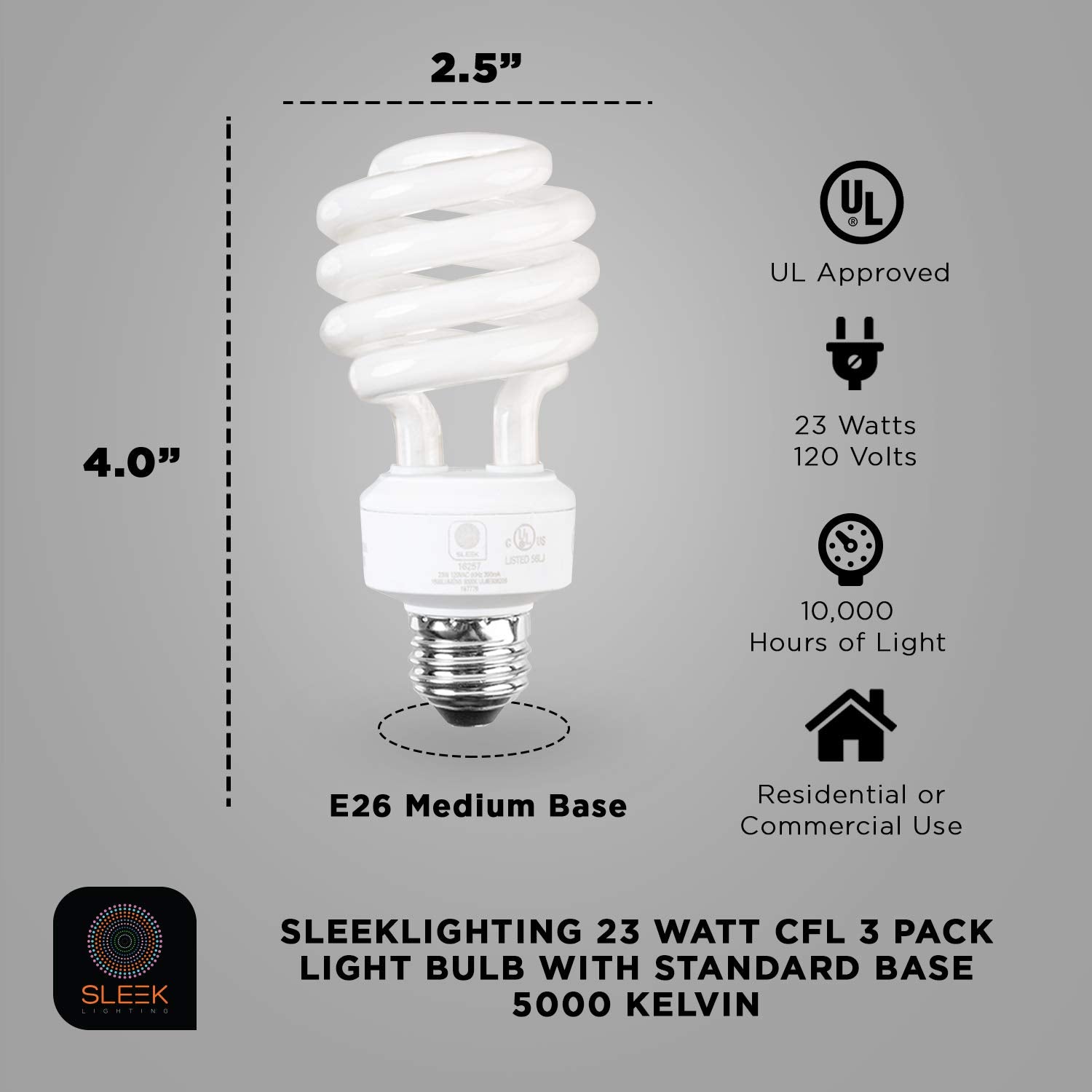 SLEEKLIGHTING 5000K daylight bulb delivering 1600 lumens for bright natural-looking light