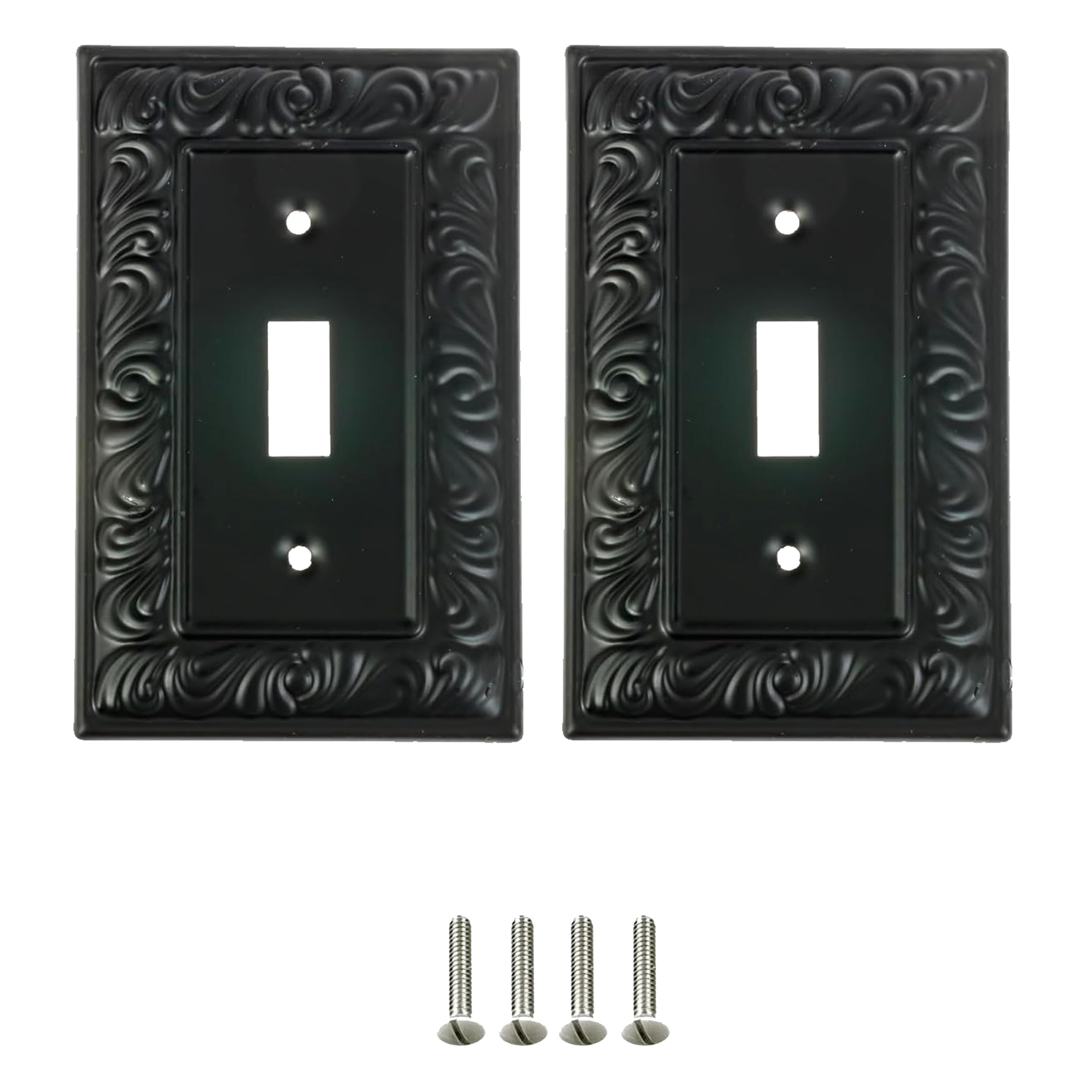 SLEEKLIGHTING beveled black wall plate for 1-gang toggle; durable metal build for long-lasting use.