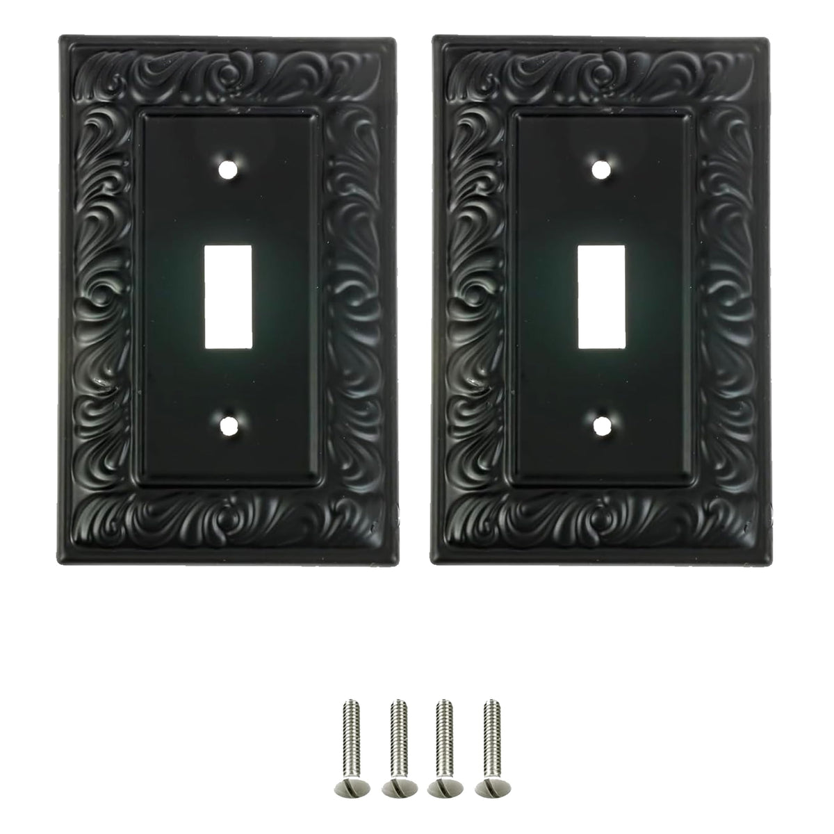 SLEEKLIGHTING beveled black wall plate for 1-gang toggle; durable metal build for long-lasting use.