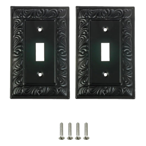SLEEKLIGHTING beveled black wall plate for 1-gang toggle; durable metal build for long-lasting use.