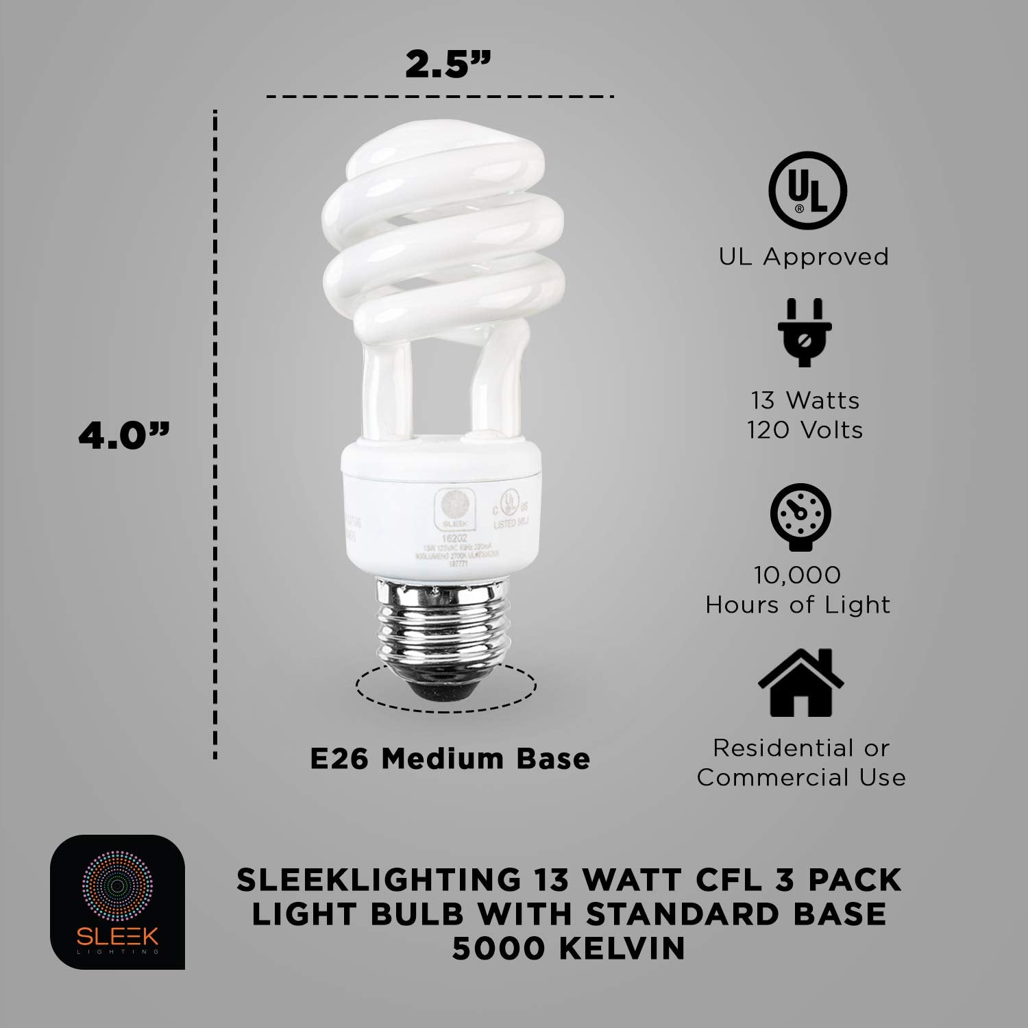 SLEEKLIGHTING 800-lumen daylight bulb for crisp, natural illumination.