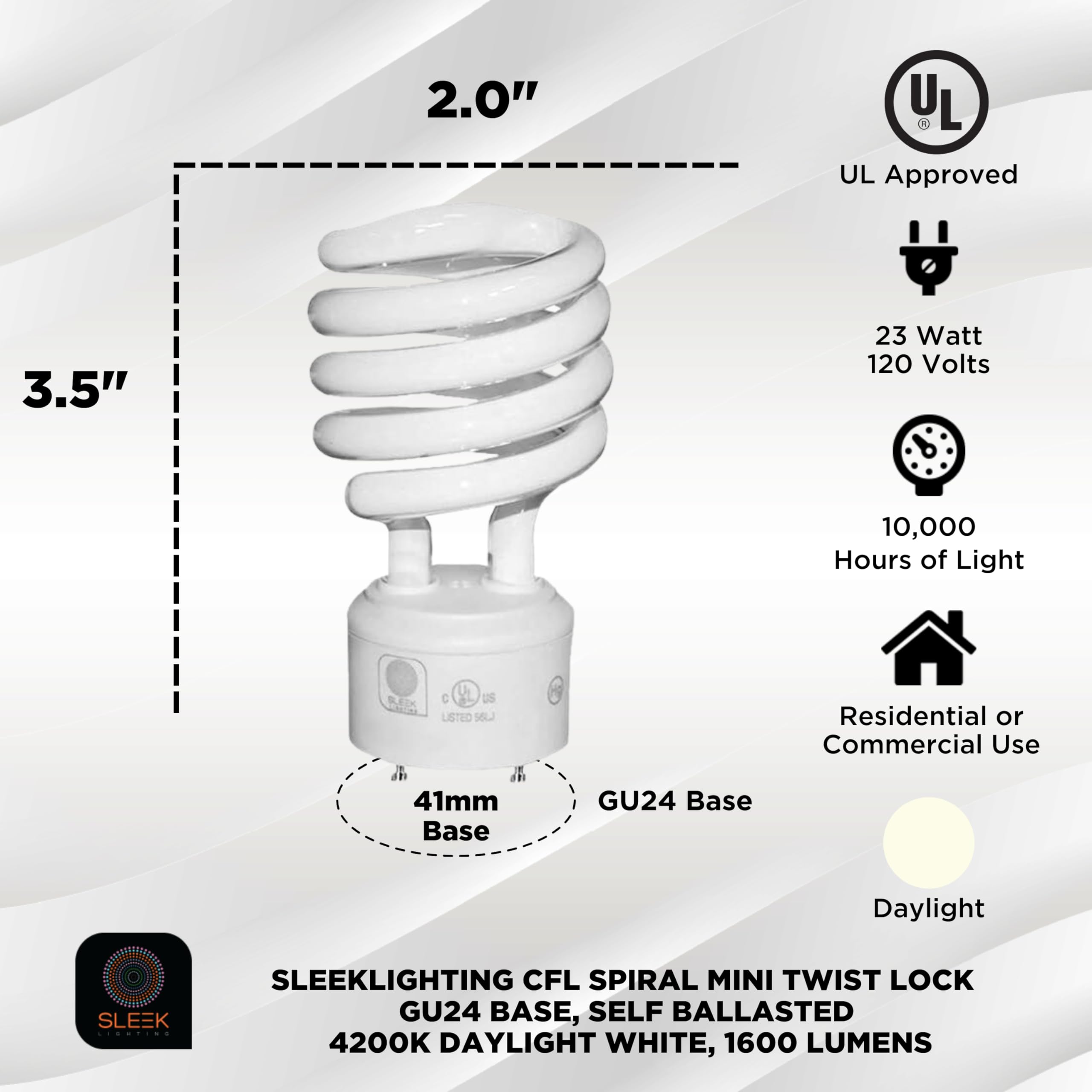 SLEEKLIGHTING GU24 base 2-pin twist-lock bulb pack shot showcasing four-pack.