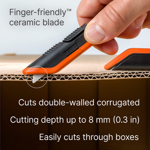 Slice half-inch blade protrusion enables precise cuts on boxes