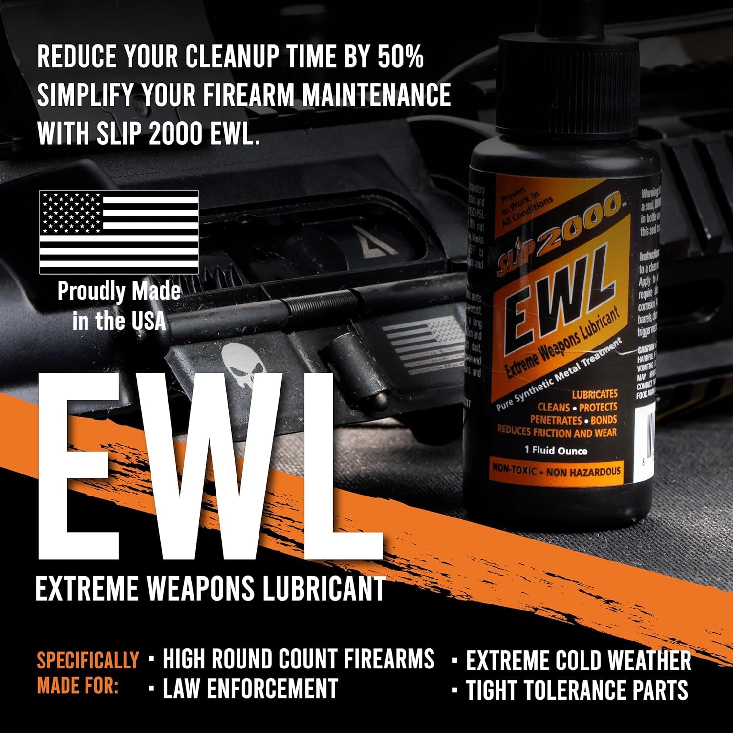 Slip2000 EWL CLP anti-wear graphic shows reduced friction.