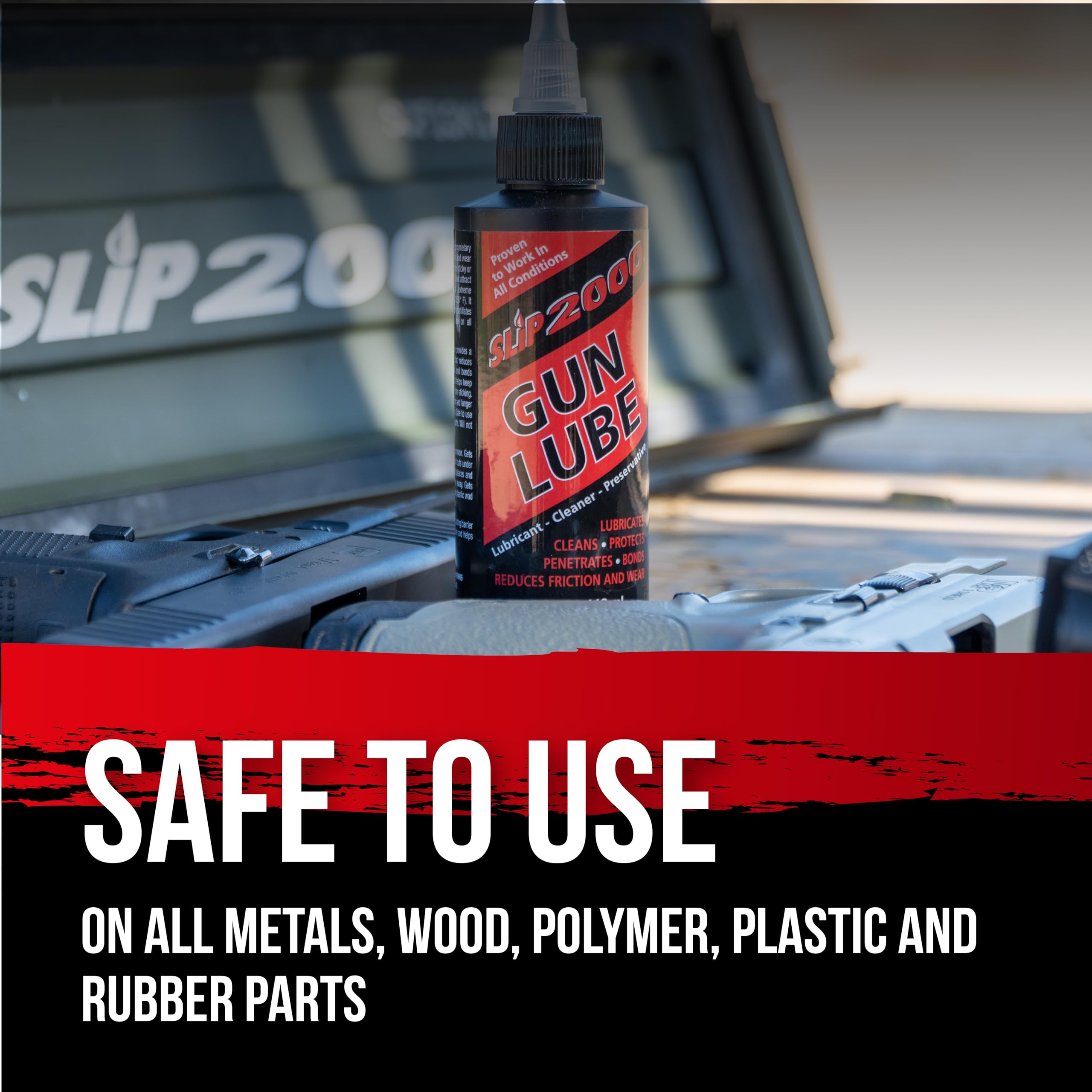 Slip 2000 Gun Lube 1oz bottle for quick top-offs and on-the-go maintenance.