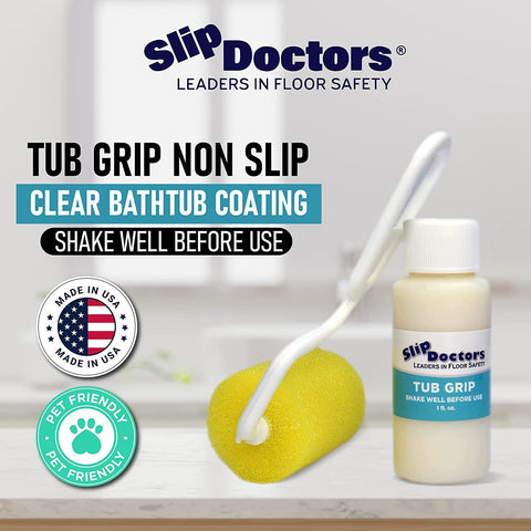 SlipDoctors Tub Grip clear coating creates a textured non-slip surface.