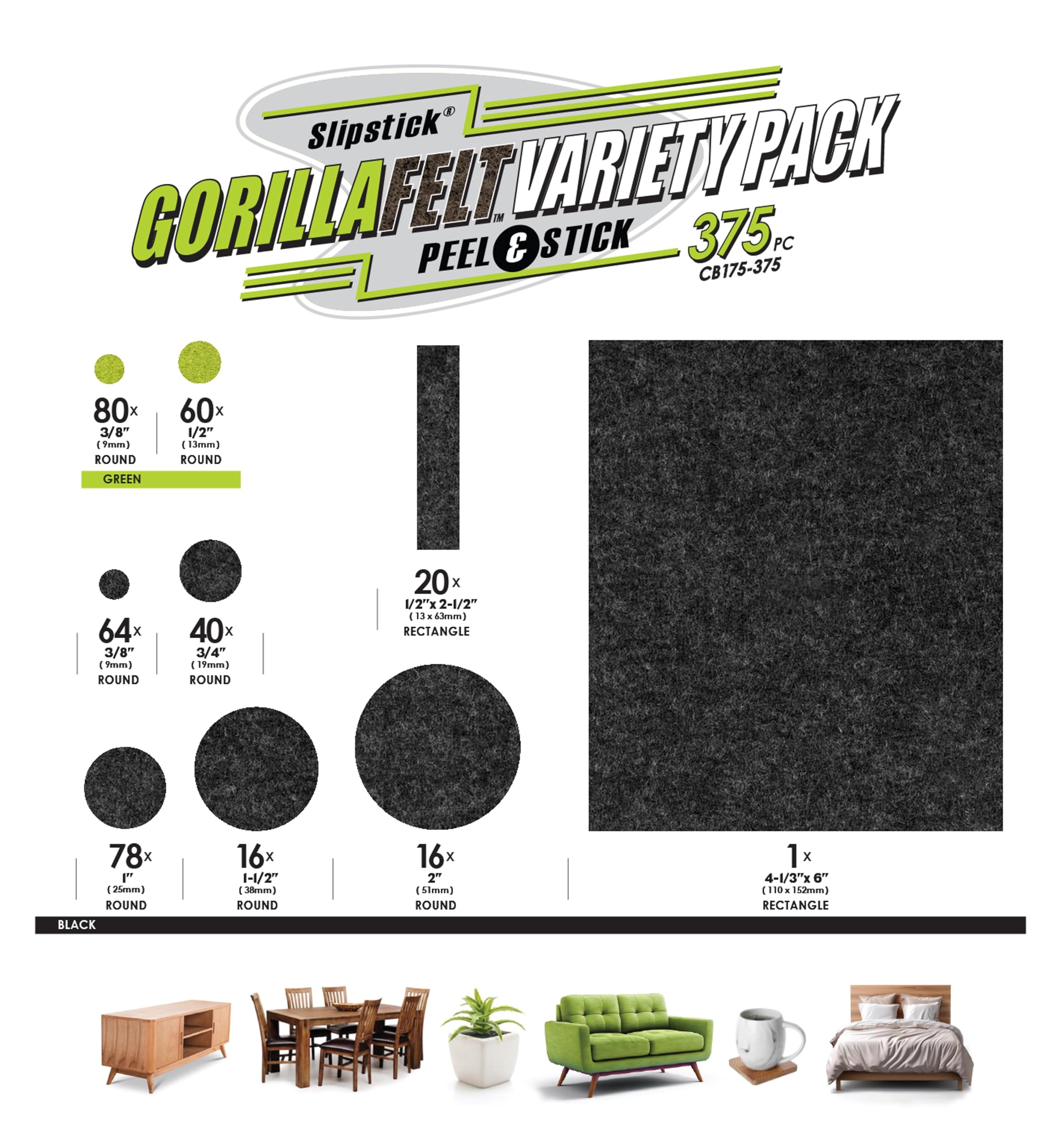 Slipstick Gorilla felt pad 1-inch round shields floors from chair feet.