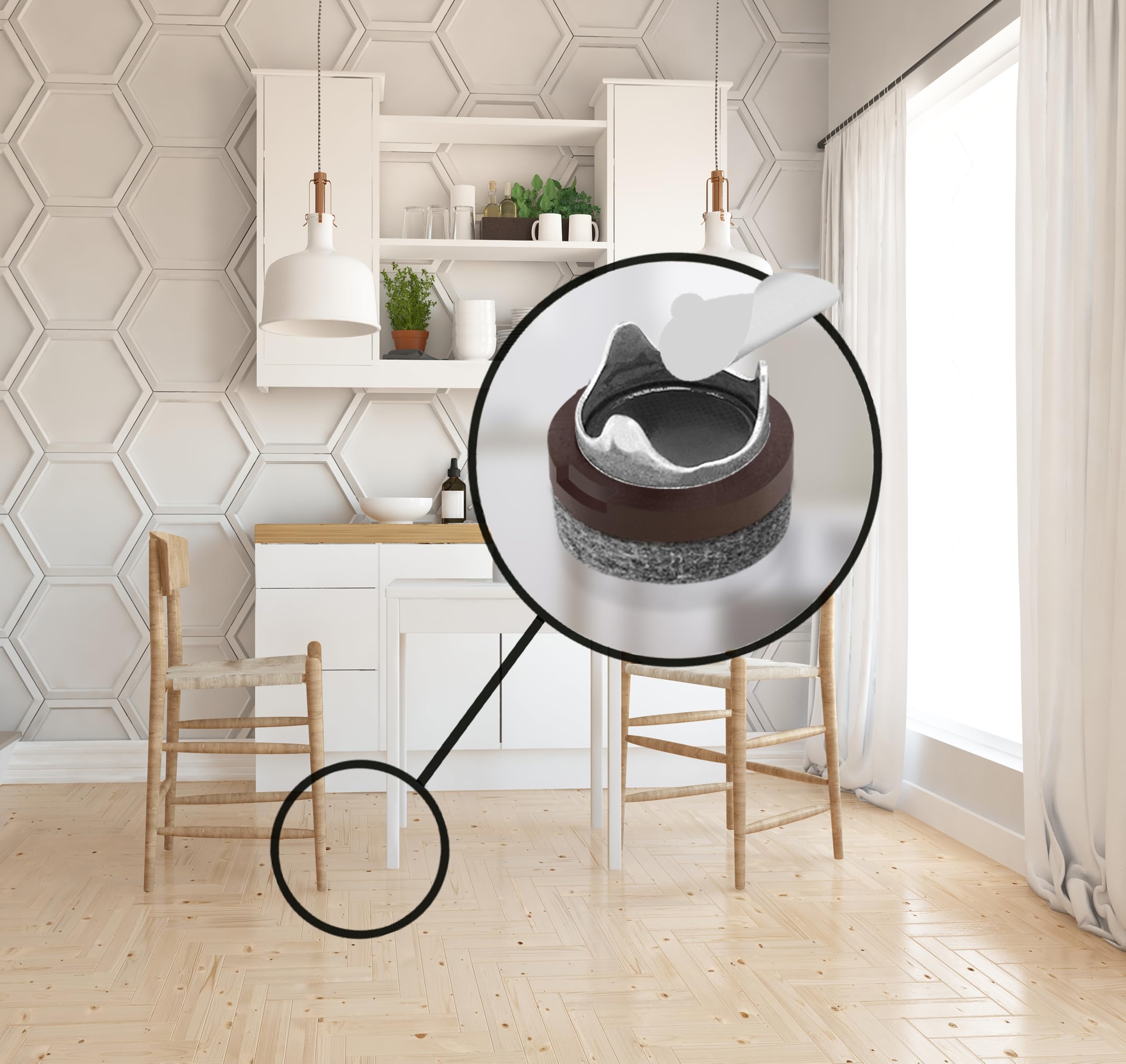 Adhesive-backed GorillaFelt pad for quick, secure chair installation