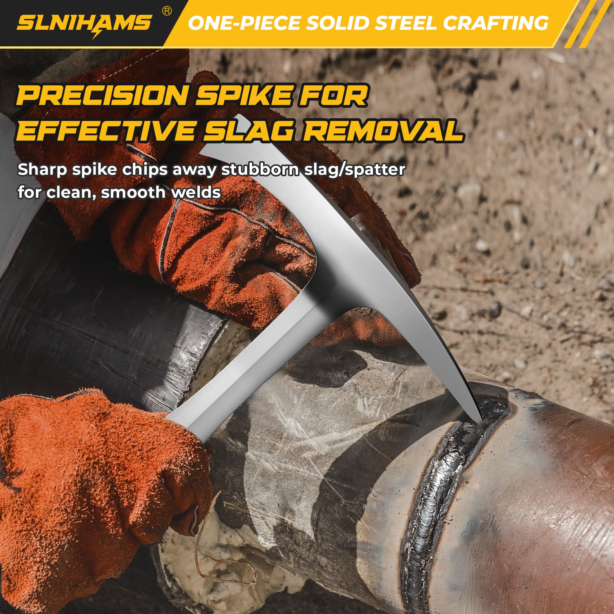 SLNIHAMS chipping hammer 2-in-1 spike and flat tip increases versatility
