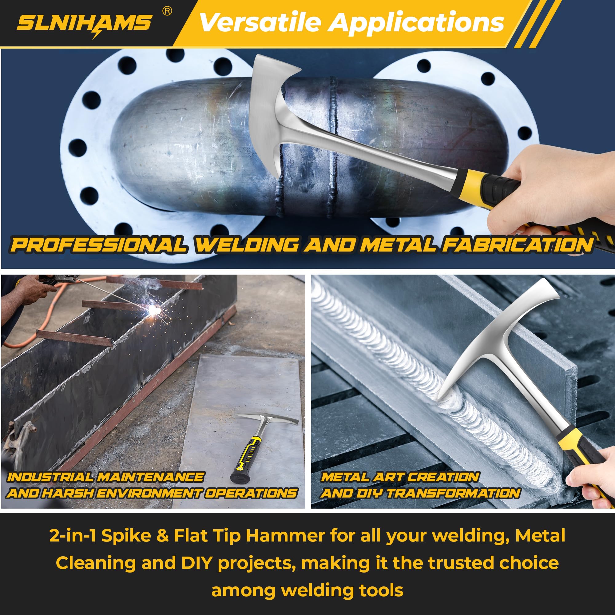 SLNIHAMS welding chipping hammer suited for workshop and DIY metal projects