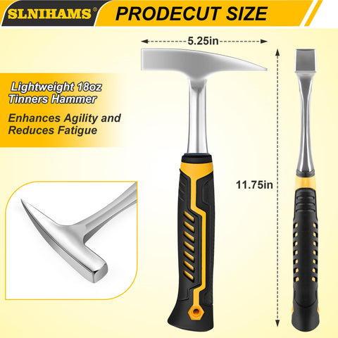 SLNIHAMS Tinner's Hammer forged steel body delivers lasting durability for tough HVAC tasks.