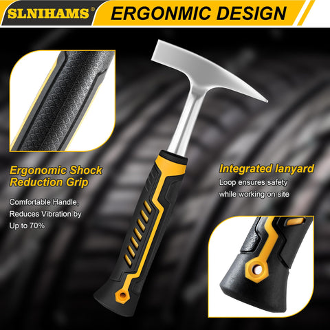 SLNIHAMS Tinner's Hammer shock reduction grip dampens vibration for comfortable extended use.