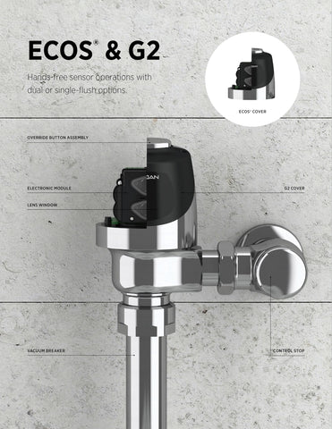 Sloan EBV-130-A manual-override-button demonstrates easy installation for sensor flushometer repairs.