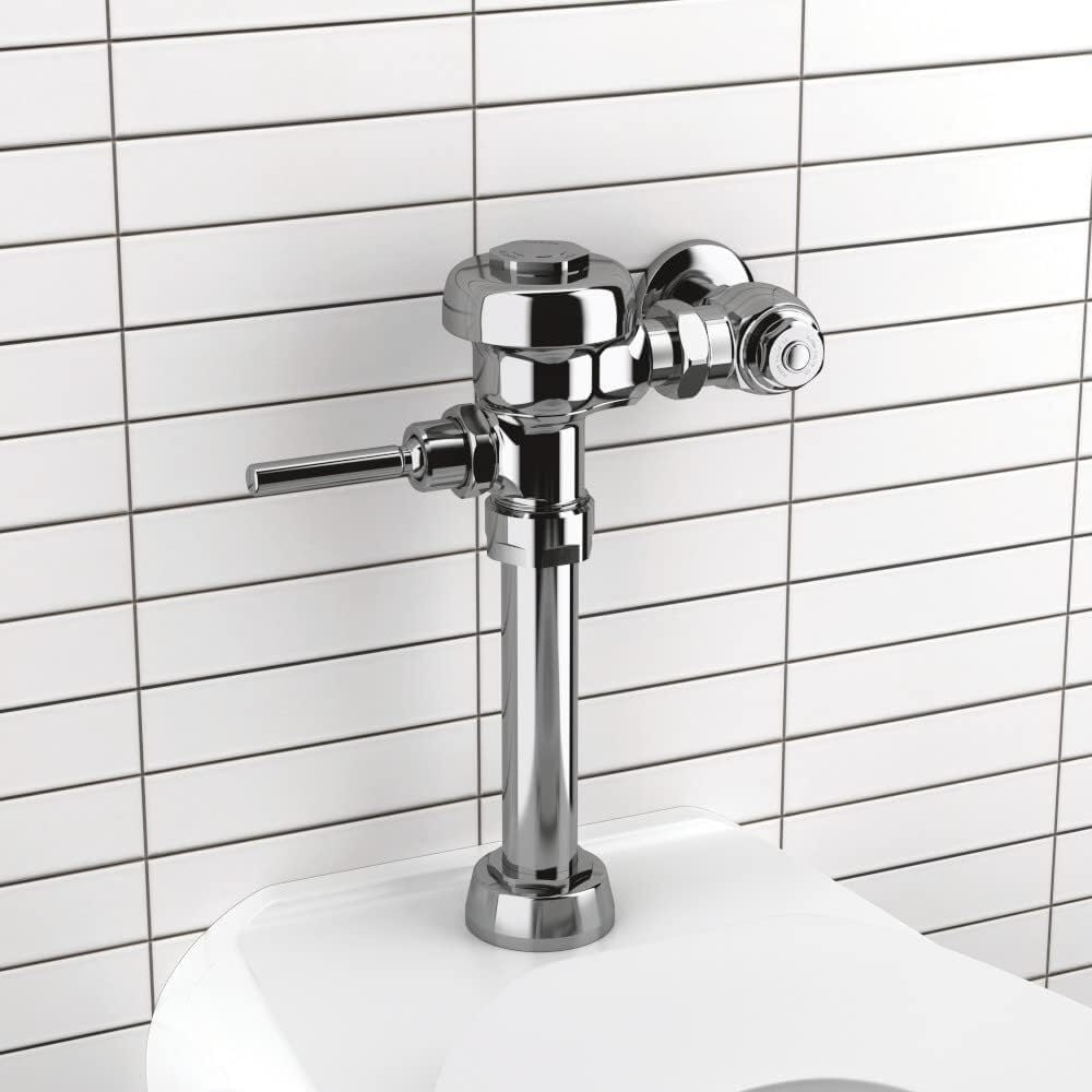 Cast wall flange with set screw enables stable Sloan Regal 111 installation.