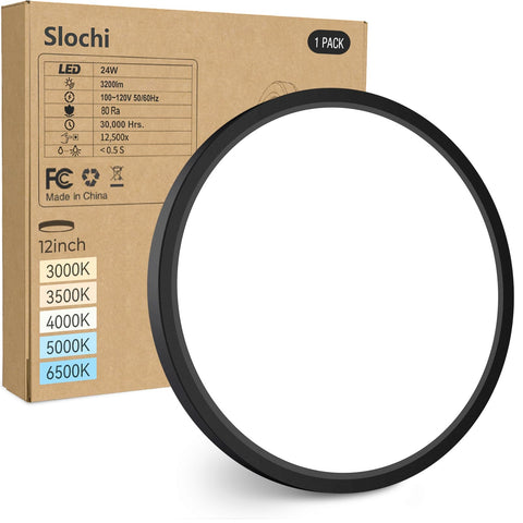 Slochi 12in flush mount ceiling light front view for a sleek bedroom ambiance