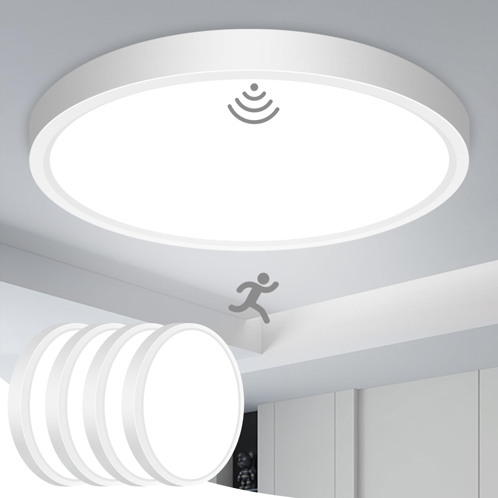 Slochi 4-pack motion sensor light indoors for hands-free illumination in closets and hallways.
