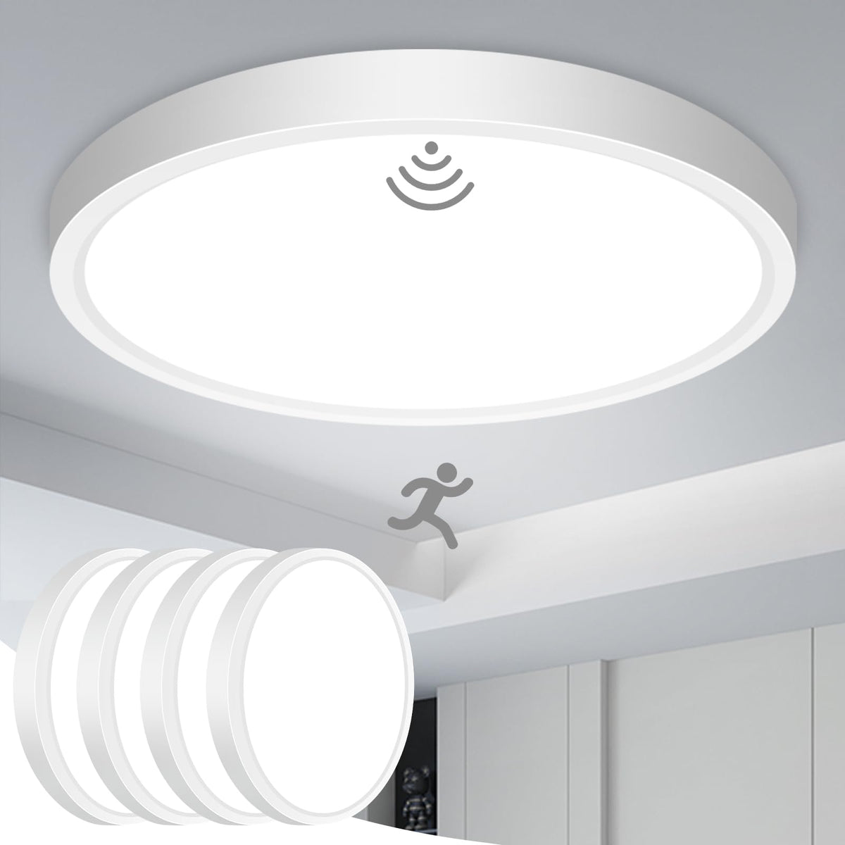 Slochi 4-pack motion sensor light indoors for hands-free illumination in closets and hallways.
