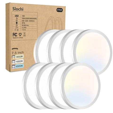 Slochi 8PACK LED flush mount ceiling light installed on ceiling delivering bright 1500lm coverage.