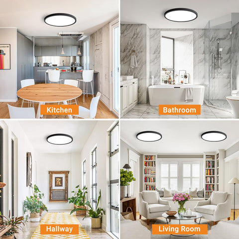 Slochi black finish ceiling light back view for modern hallway design