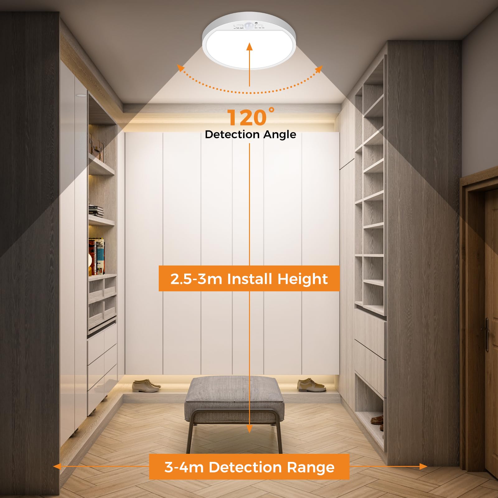 Slochi ceiling light with three temperatures adapts from cozy to task lighting.