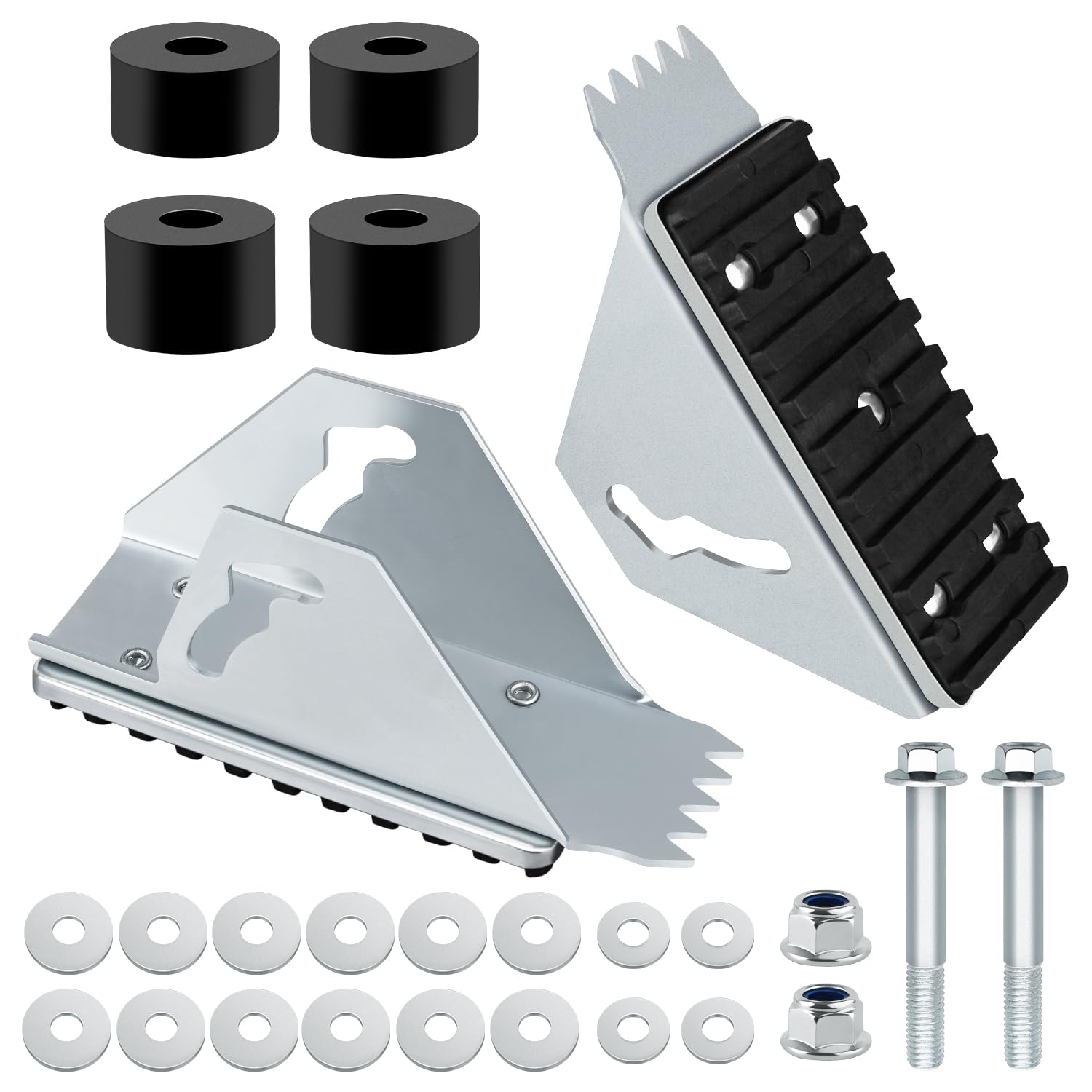SlogPith aluminum anti-skid shoe kit, front view, enhances ladder stability on varied surfaces