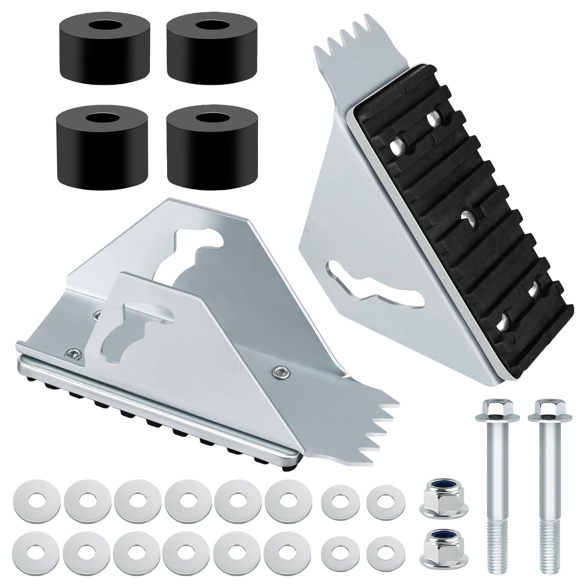 SlogPith aluminum anti-skid shoe kit, front view, enhances ladder stability on varied surfaces