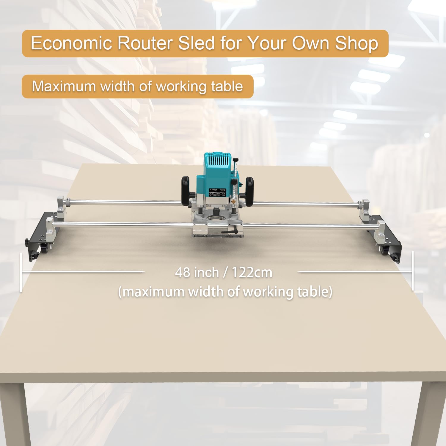 In-use shot of flattening a live-edge slab in a workshop setting.