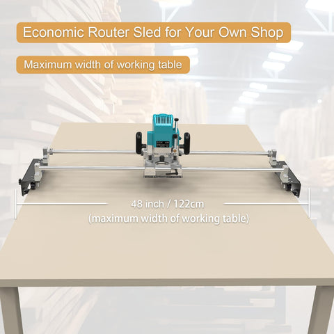In-use shot of flattening a live-edge slab in a workshop setting.