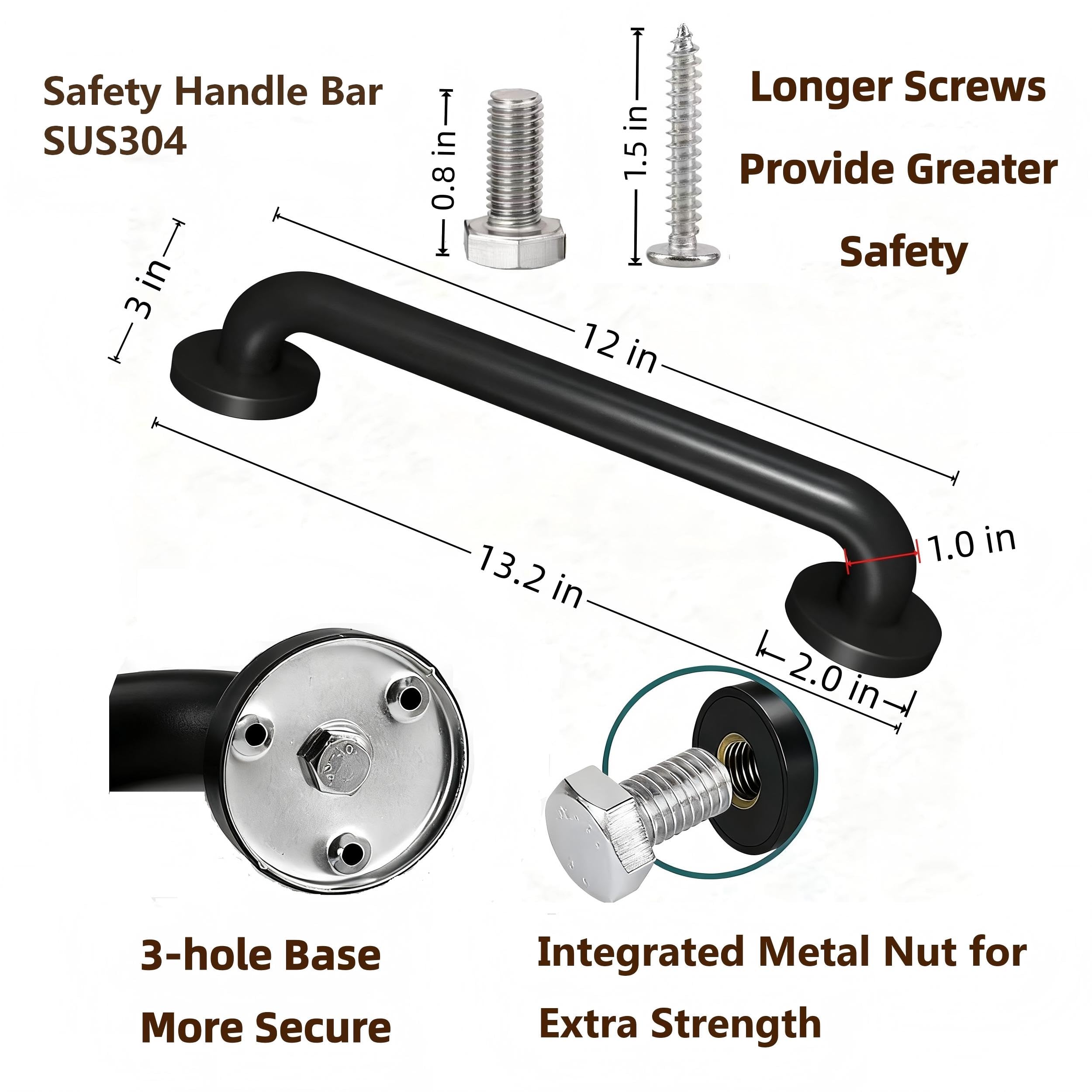 SLYLINRY grab bar with textured grip for secure handling in wet conditions.