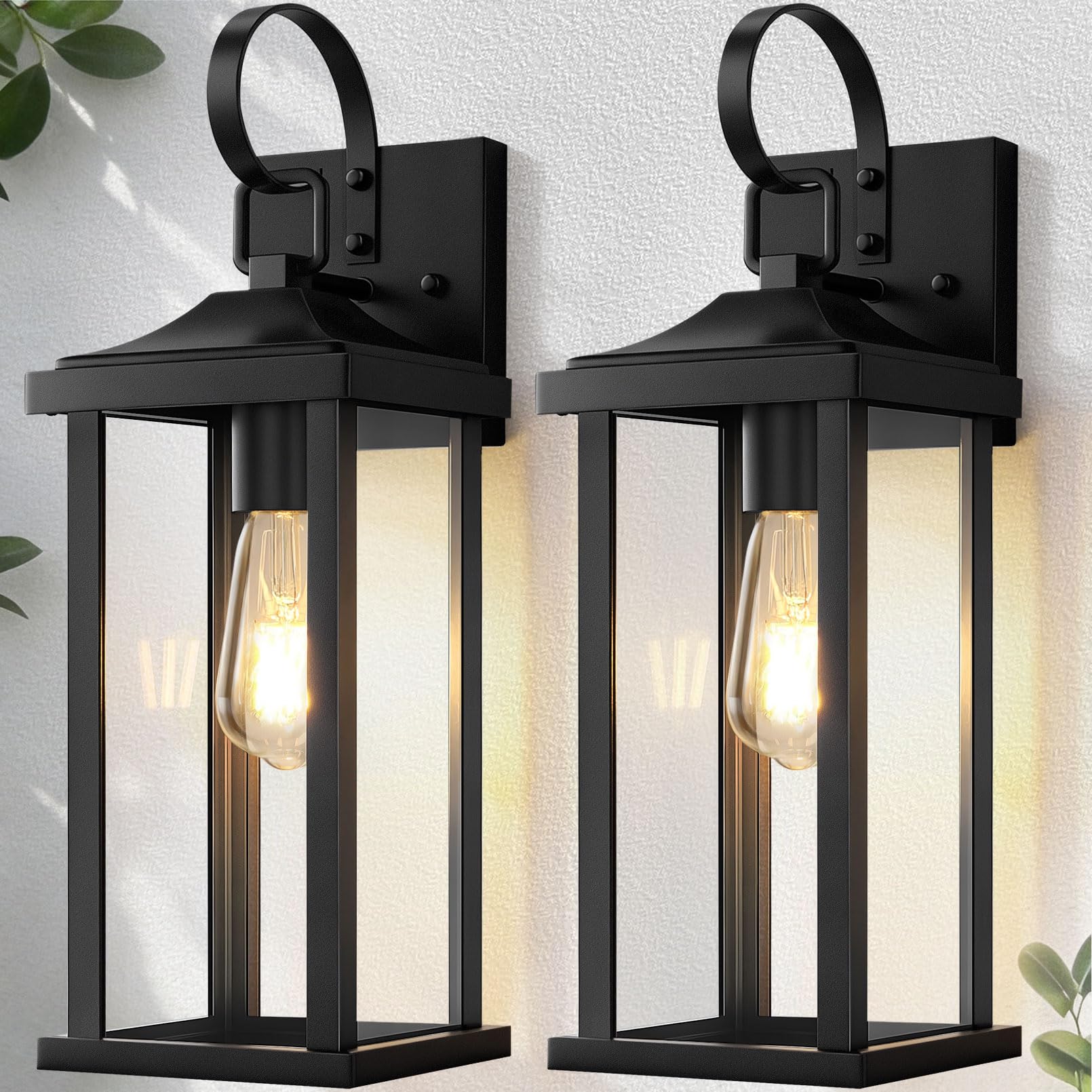 Slypadan 18-inch outdoor wall light front view with warm, inviting glow