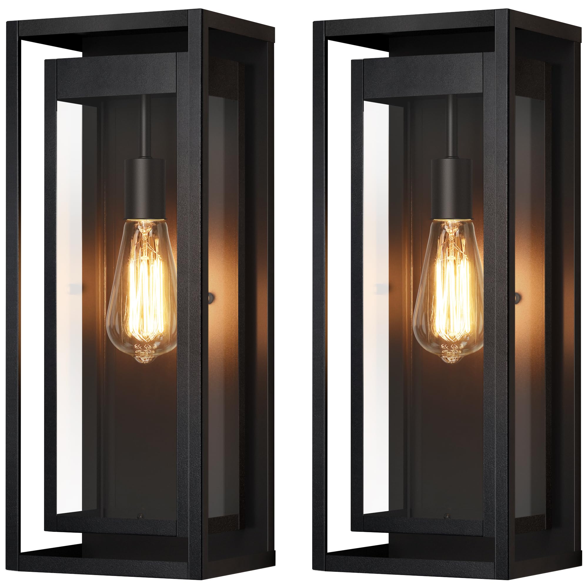 Slypadan 19-inch outdoor wall light, front view with clear glass shade enhances curb appeal.