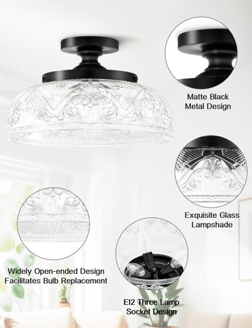 Slypadan large 12 inch ceiling light provides wide area illumination