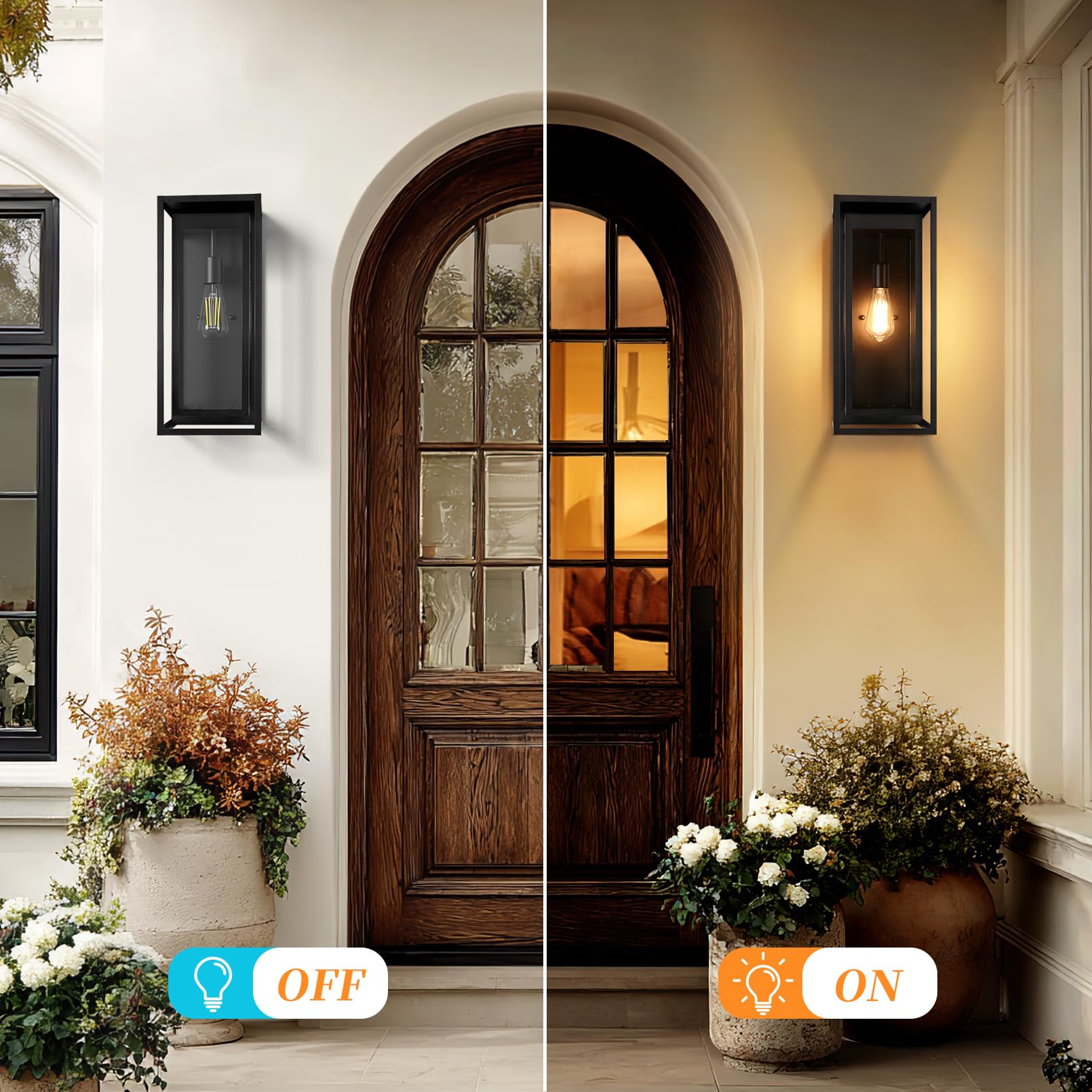 Slypadan large-size wall light delivers broad coverage for front doors and paths.