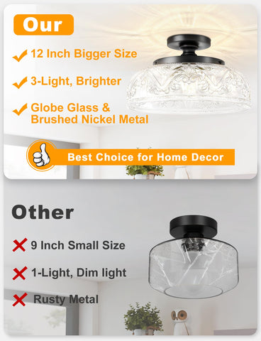 Slypadan three light globe glass shade close up adds ambient brightness