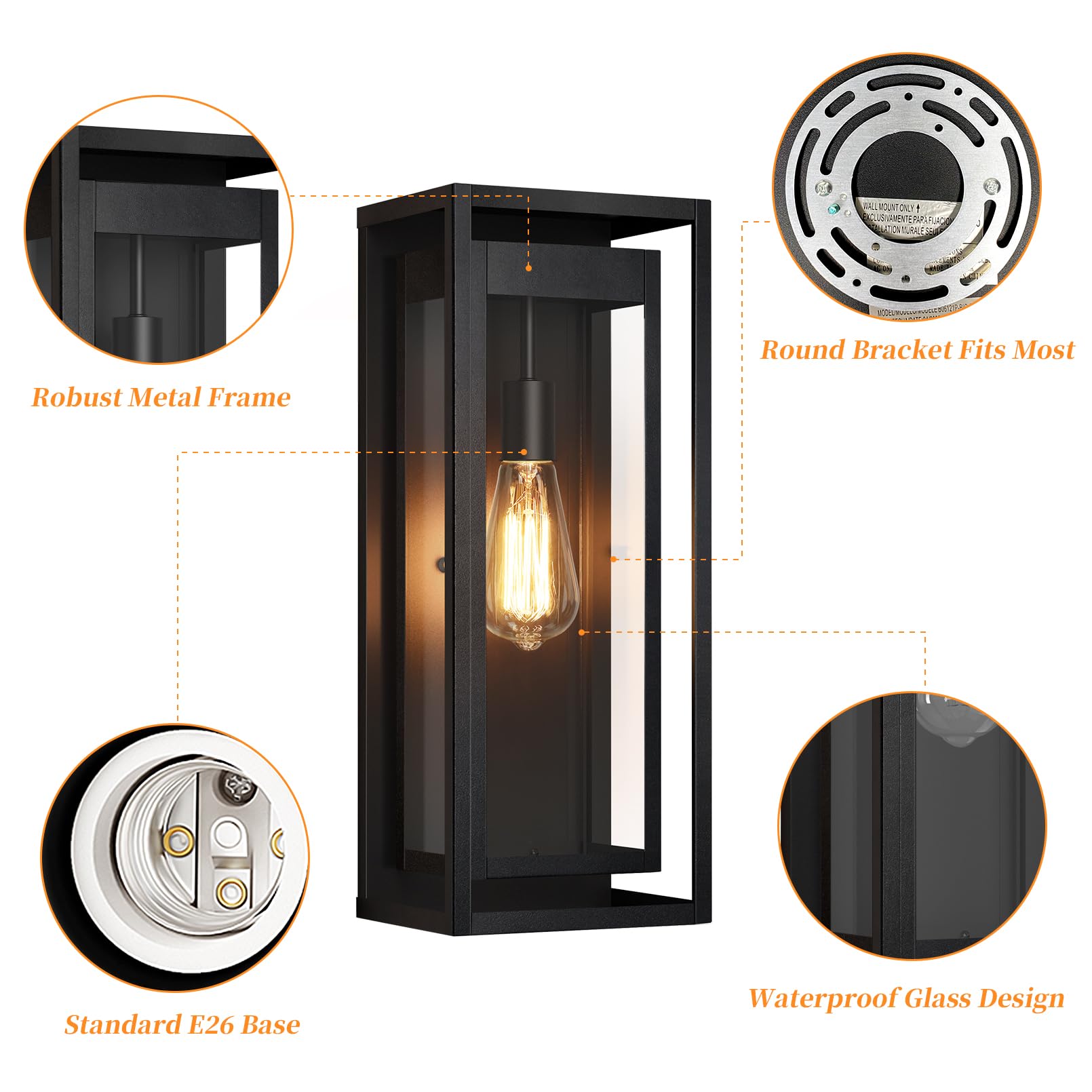 Slypadan two-pack outdoor lights, durable finish suitable for porches and garages.