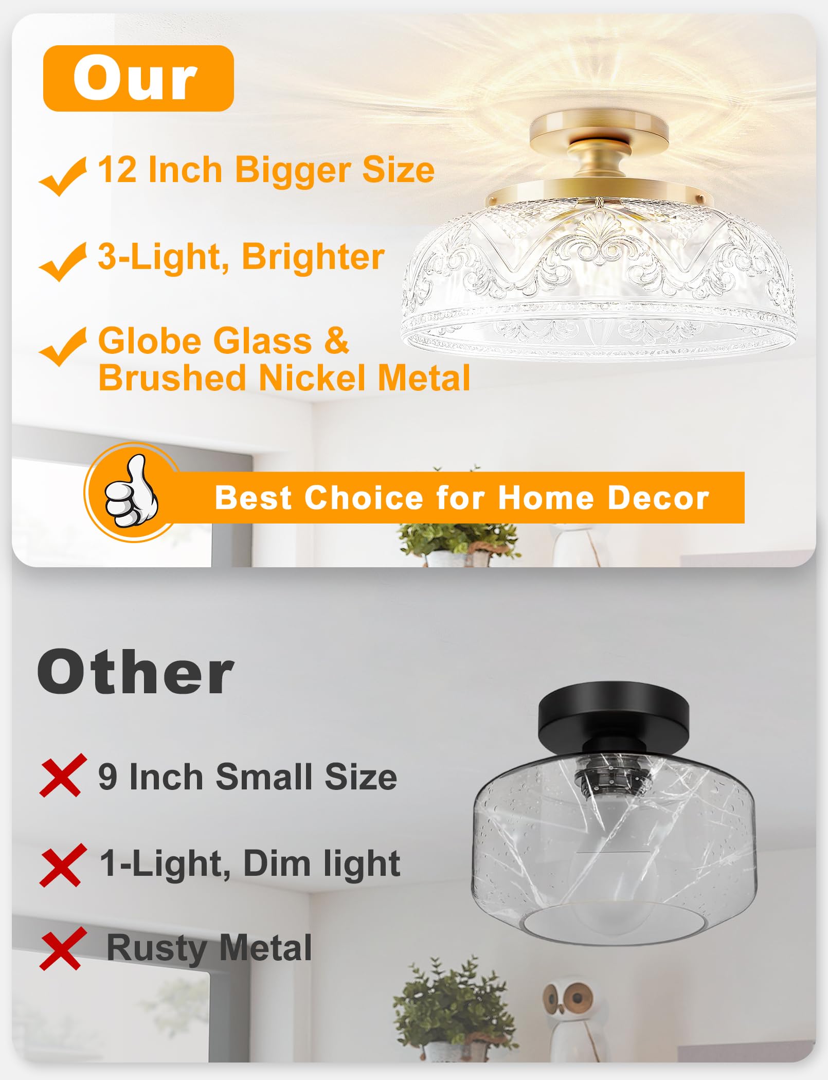 Slypadan vintage glass shade with engraved florals adds timeless elegance