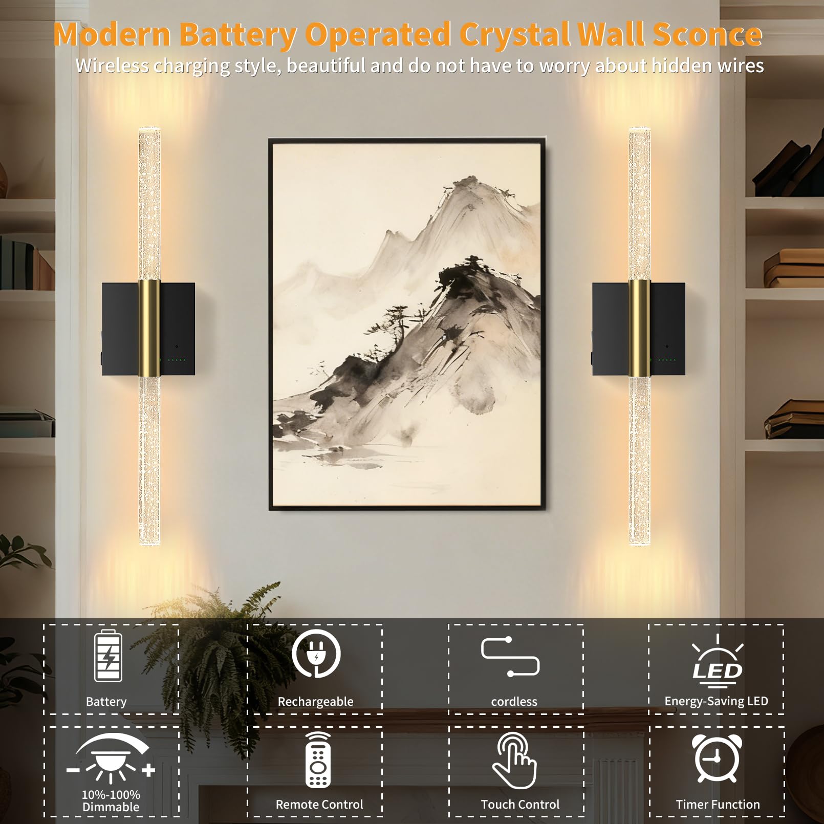 Slypadan 8000mAh battery powers cordless installation for flexible room placement.