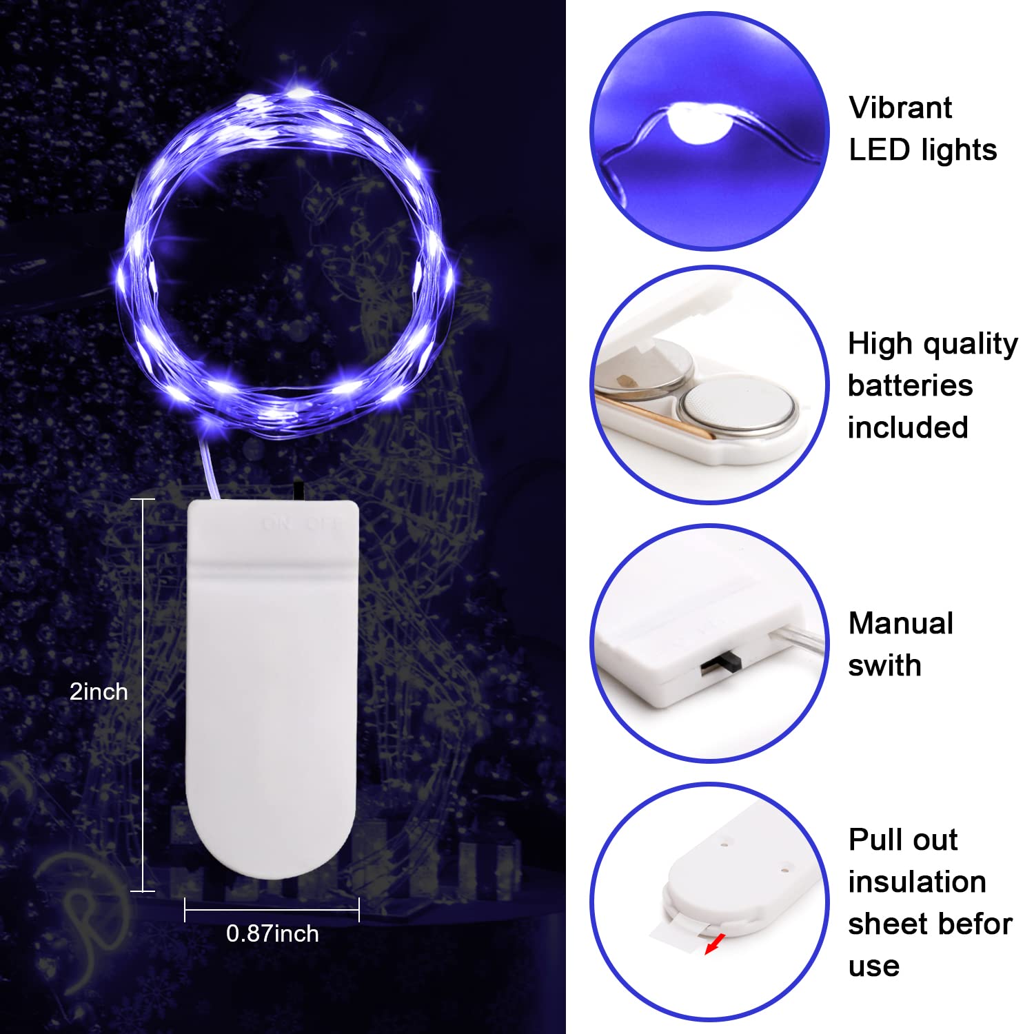 Smacen copper-wire UV fairy lights bend easily for creative decor.