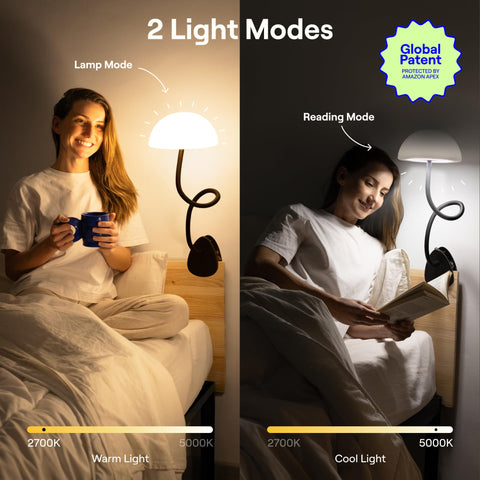 Smallish Shroommate dome glow provides ambient upward light for cozy dorm ambiance.